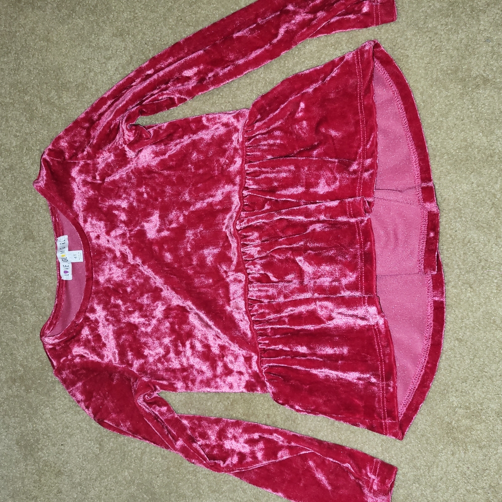 Velvet Long Sleeve Red Top